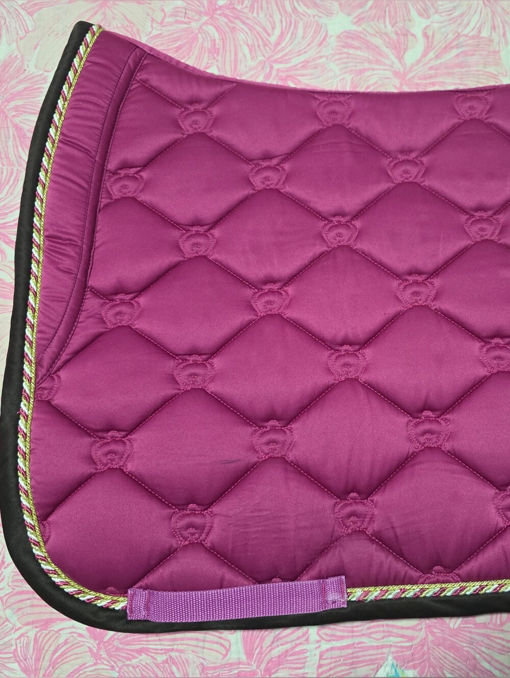 Rasberry Ps Of Sweden Horse Saddle Pad with Gold Braided Trim- DRESSAGE -Full